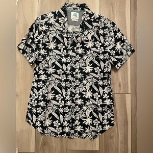 Blue and white floral shirt